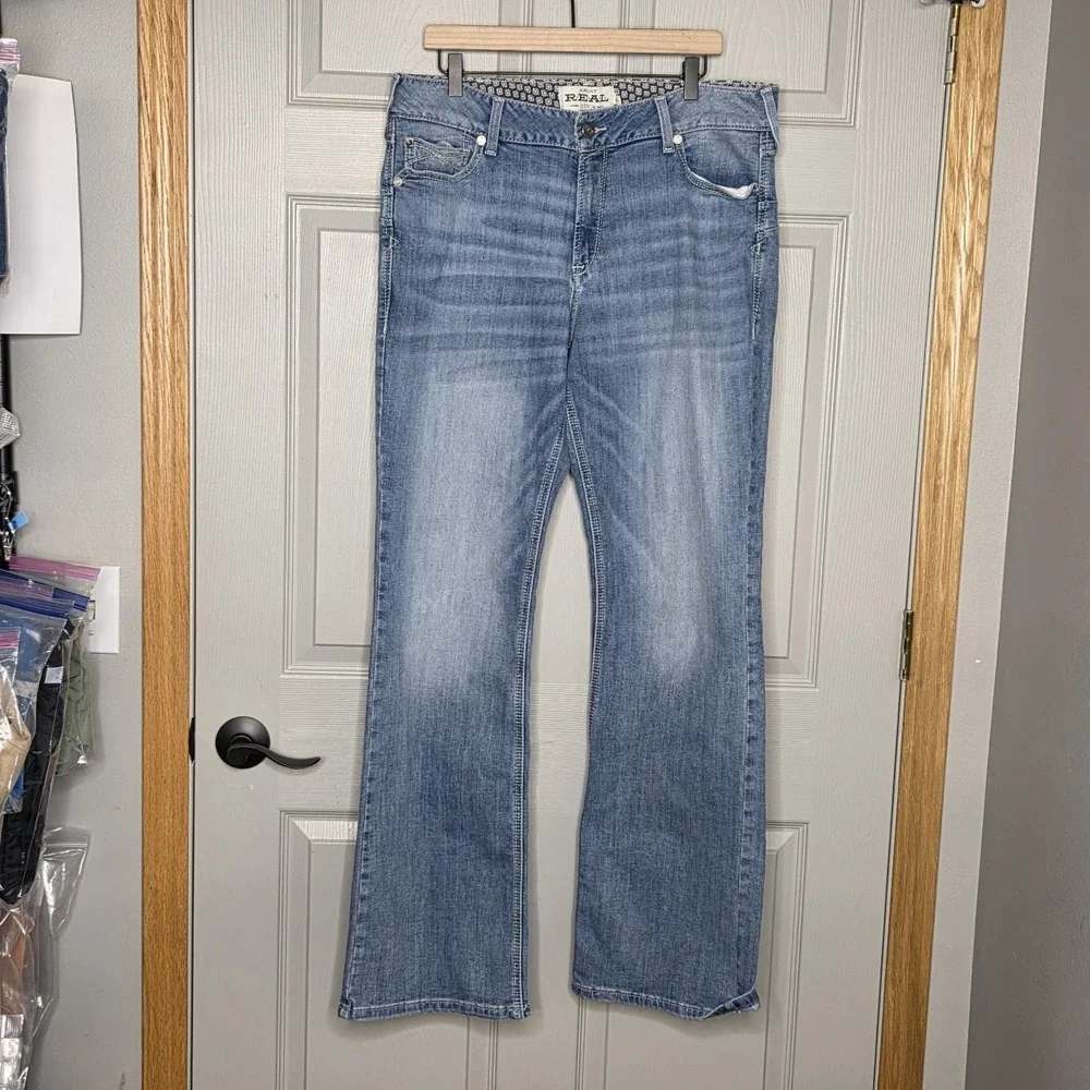 Ariat REAL Denim Riding Jeans Women 34L Perfect Rise Bootcut Stretch Medium Wash
